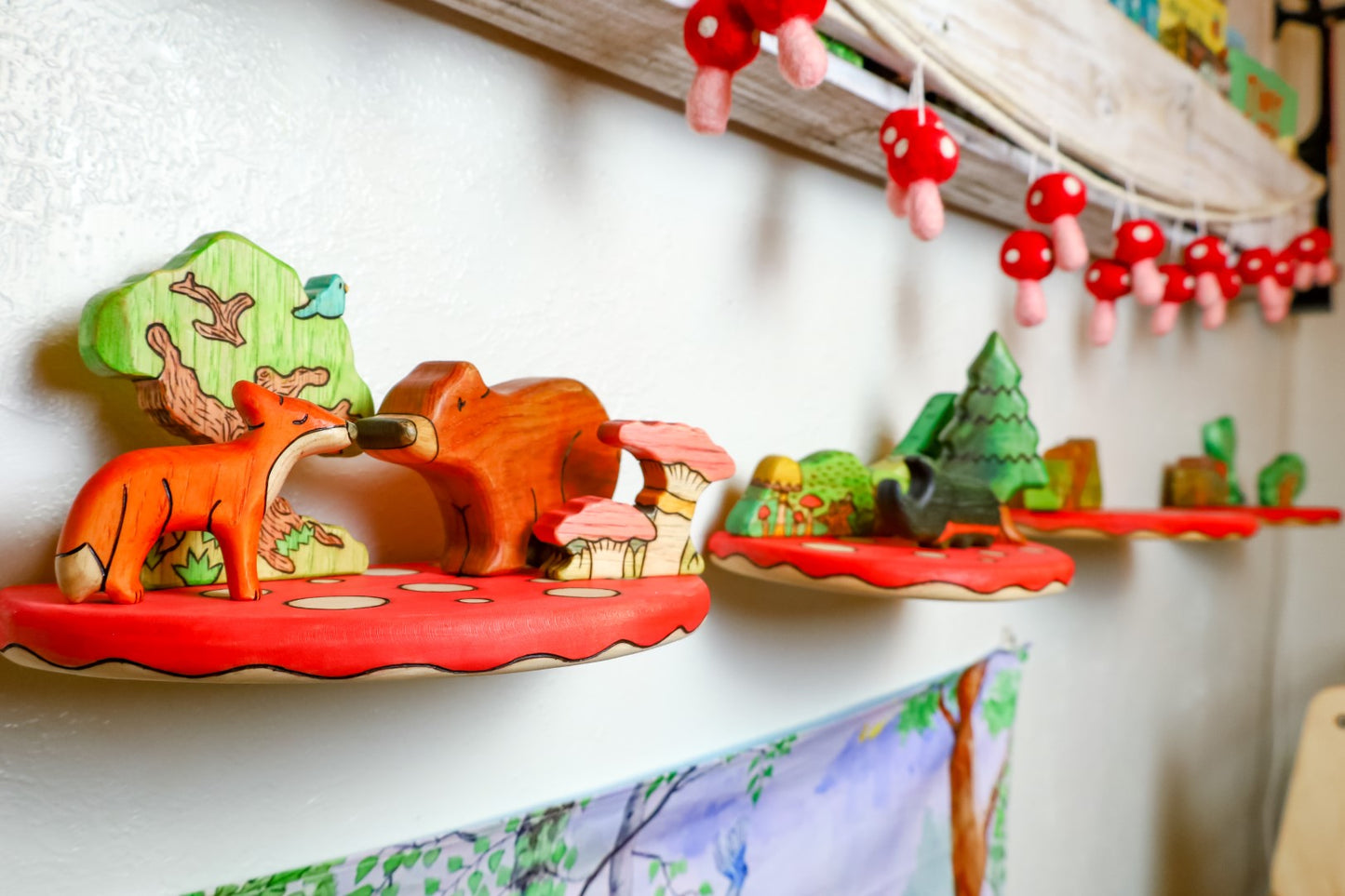 Mushroom Top Floating Wall Shelf