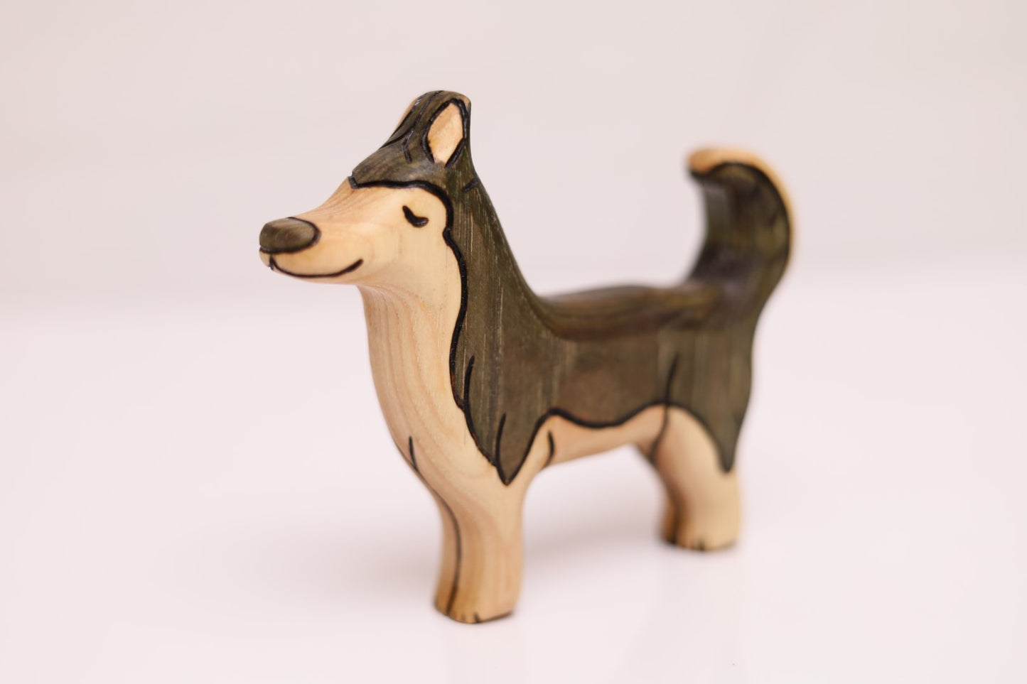 Wooden Husky Toy Dog