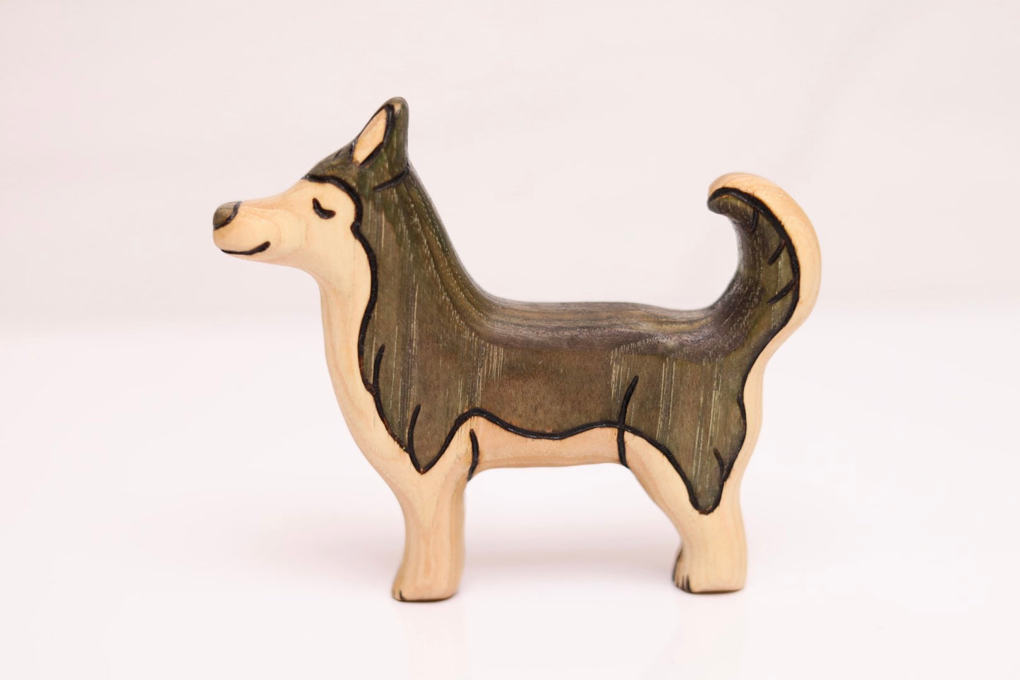 Wooden Husky Toy Dog