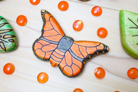 Wooden Butterfly Minibeast Toy~ Orange, Blue, Or Purple Butterfly