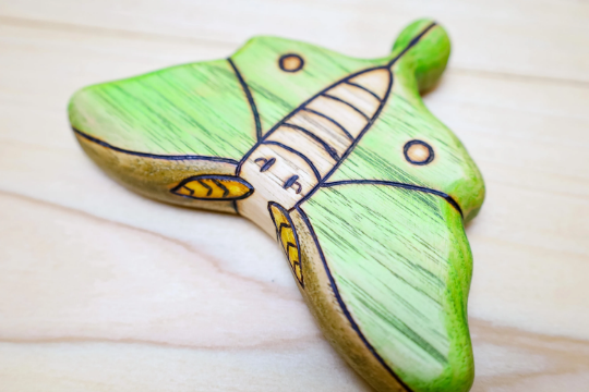 Wooden Luna Moth Toy