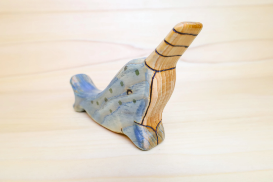 Wooden Narwhal Whale Toy
