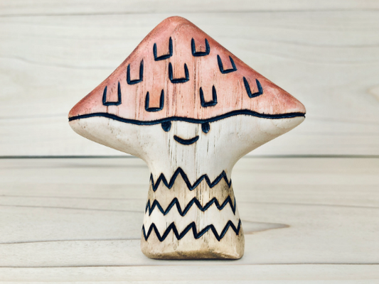 Wooden Shaggy Cap Mushroom Toy