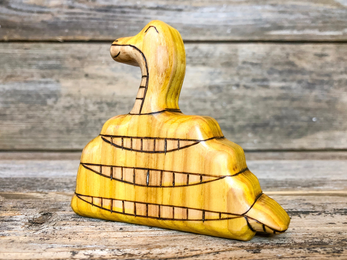 Wooden Yellow Python Snake Toy