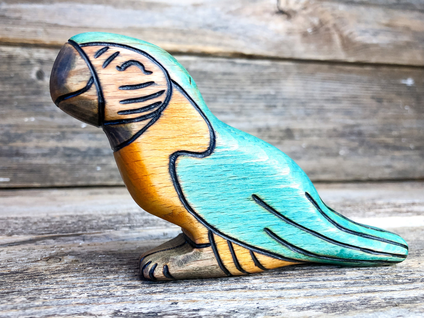 Wooden Blue & Gold Macaw Toy