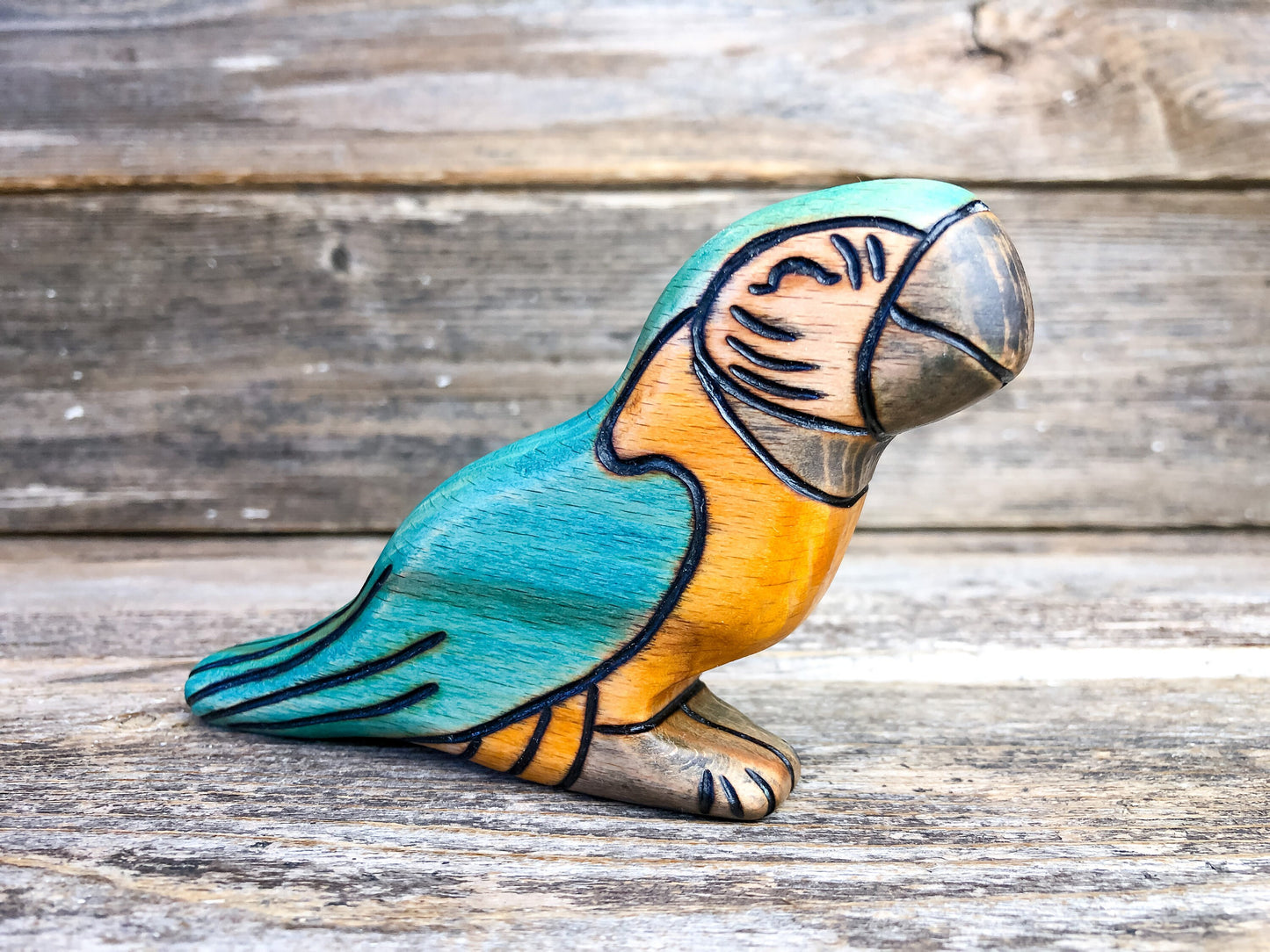 Wooden Blue & Gold Macaw Toy