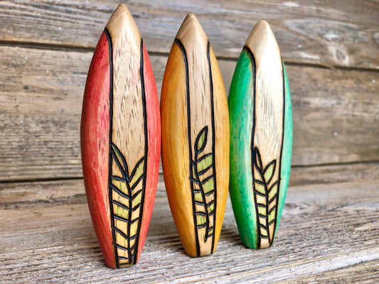 Wooden Retro Surf Board Toy~ Blue, Yellow, Or Red