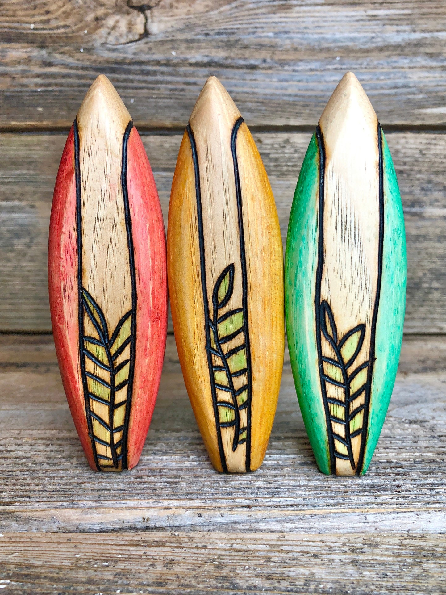 Wooden Retro Surf Board Toy~ Blue, Yellow, Or Red