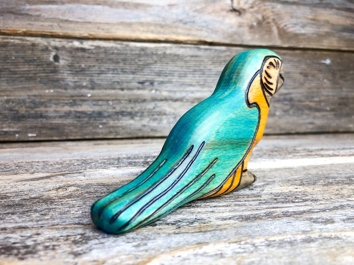 Wooden Blue & Gold Macaw Toy