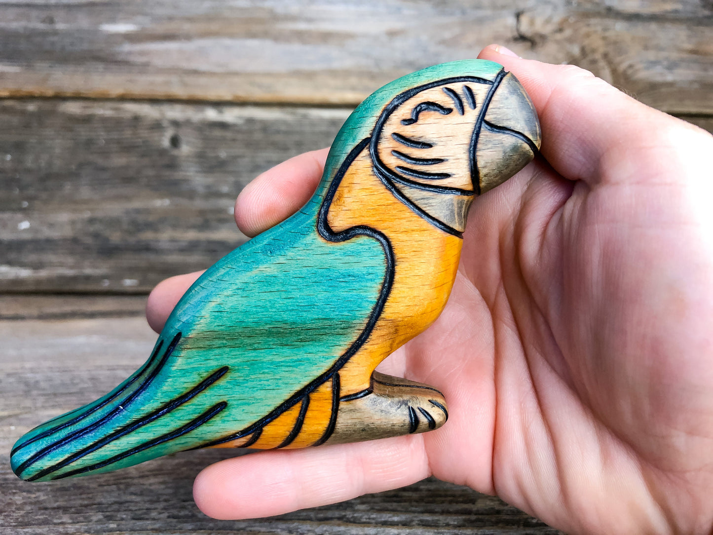 Wooden Blue & Gold Macaw Toy