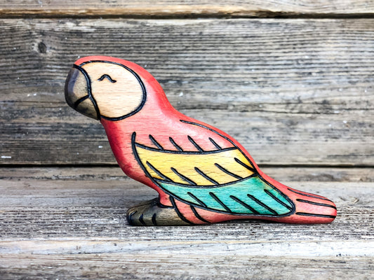 Wooden Scarlet Macaw Toy