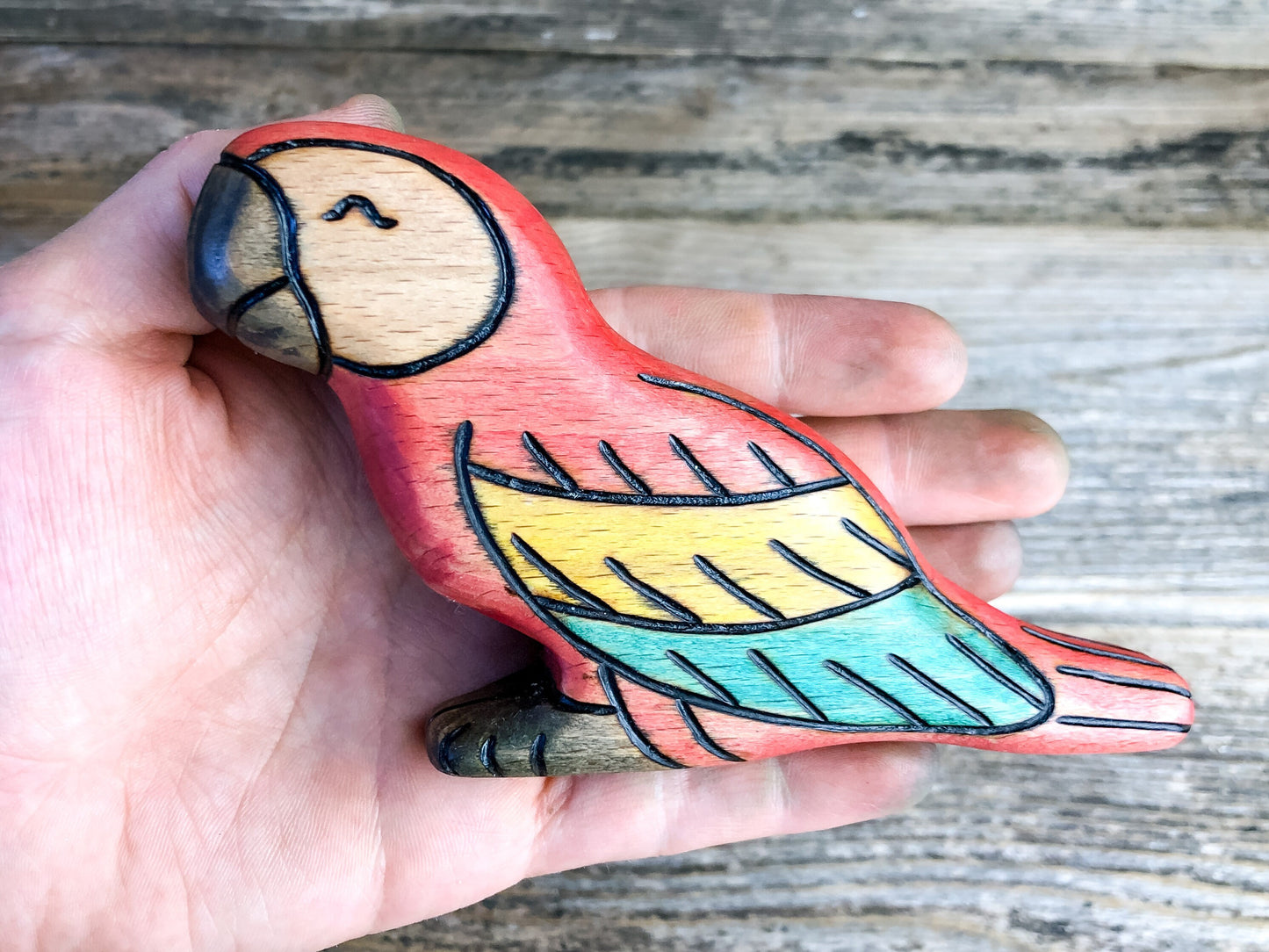 Wooden Scarlet Macaw Toy
