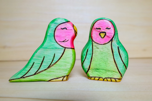 Wooden Lovebirds 2-Piece Set
