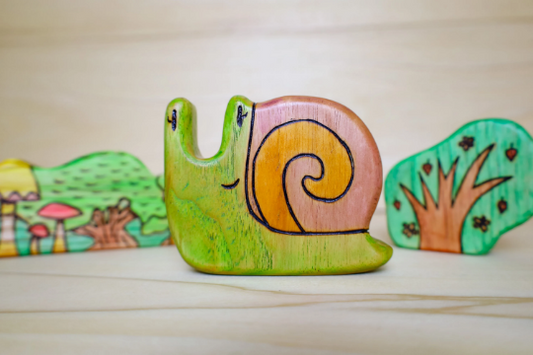 Wooden Garden Snail Toy